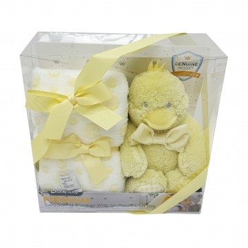 Lucky Baby Swaddling Blanket W/Stuffed Plush Toy (Ducky)